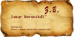 Zakar Bereniké névjegykártya